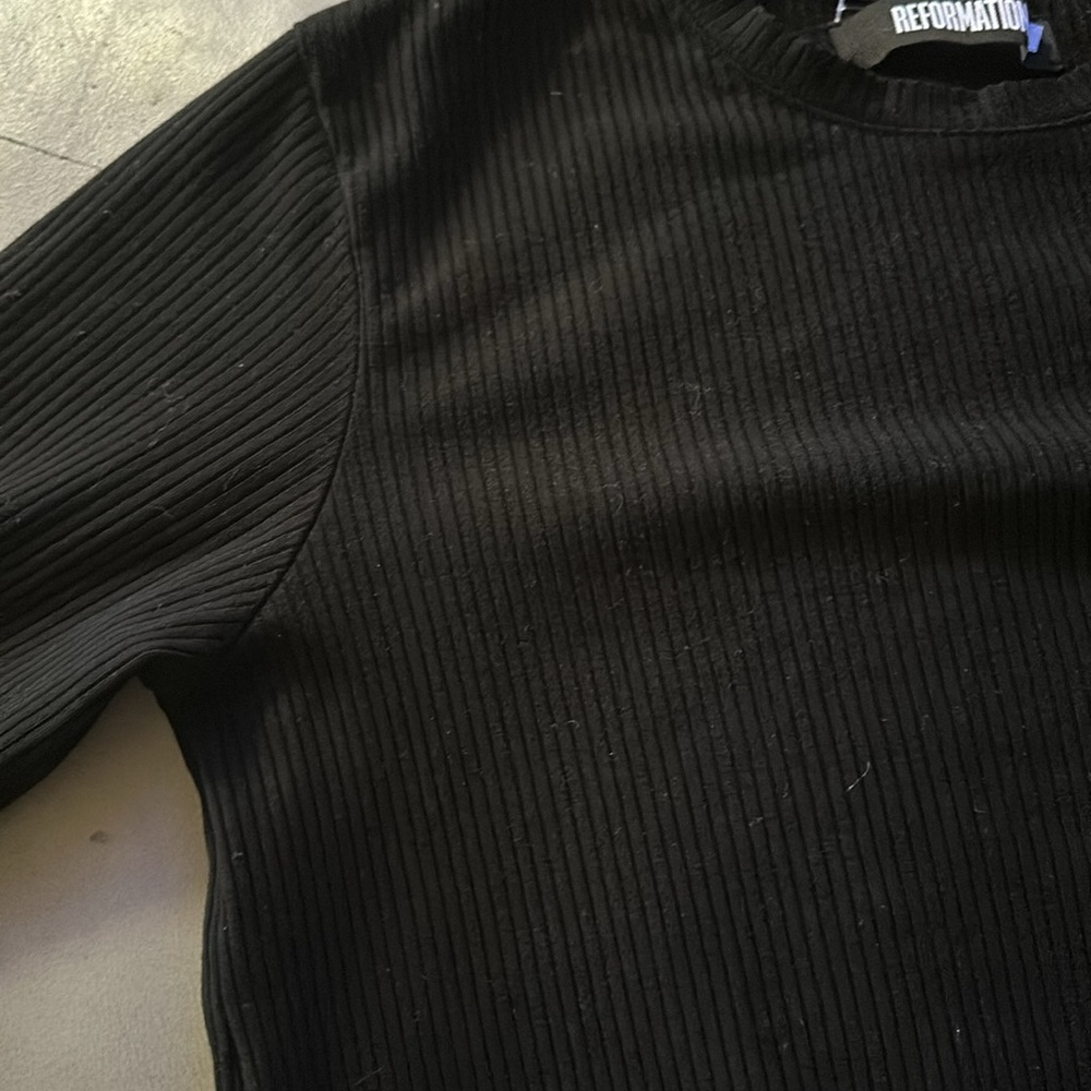 NWOT Reformation Wednesday Black Ribbed Knit Dress🖤🖤🖤 - Picture 9 of 13